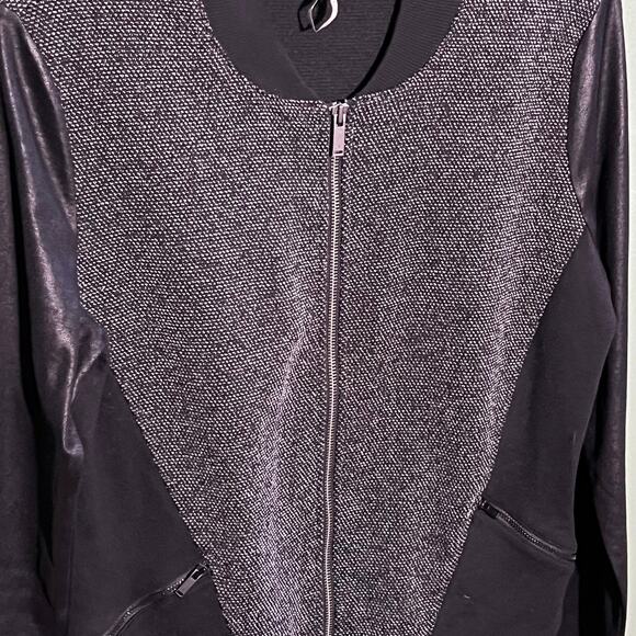 Calvin Klein Jeans Black Textured Knit Bomber Jacket Size M - Picture 4 of 6